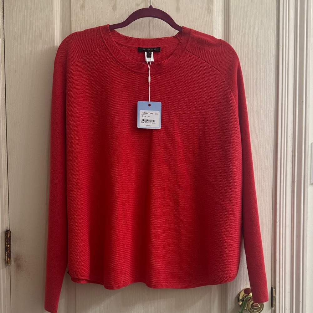St. John Collection Vibrant Red Crew Neck Sweater